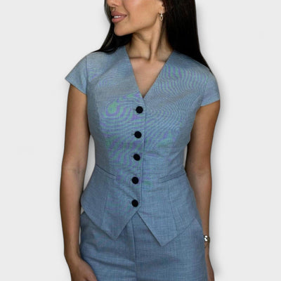 Ivy ｜ Štýlový top s V-výstrihom a súprava nohavíc