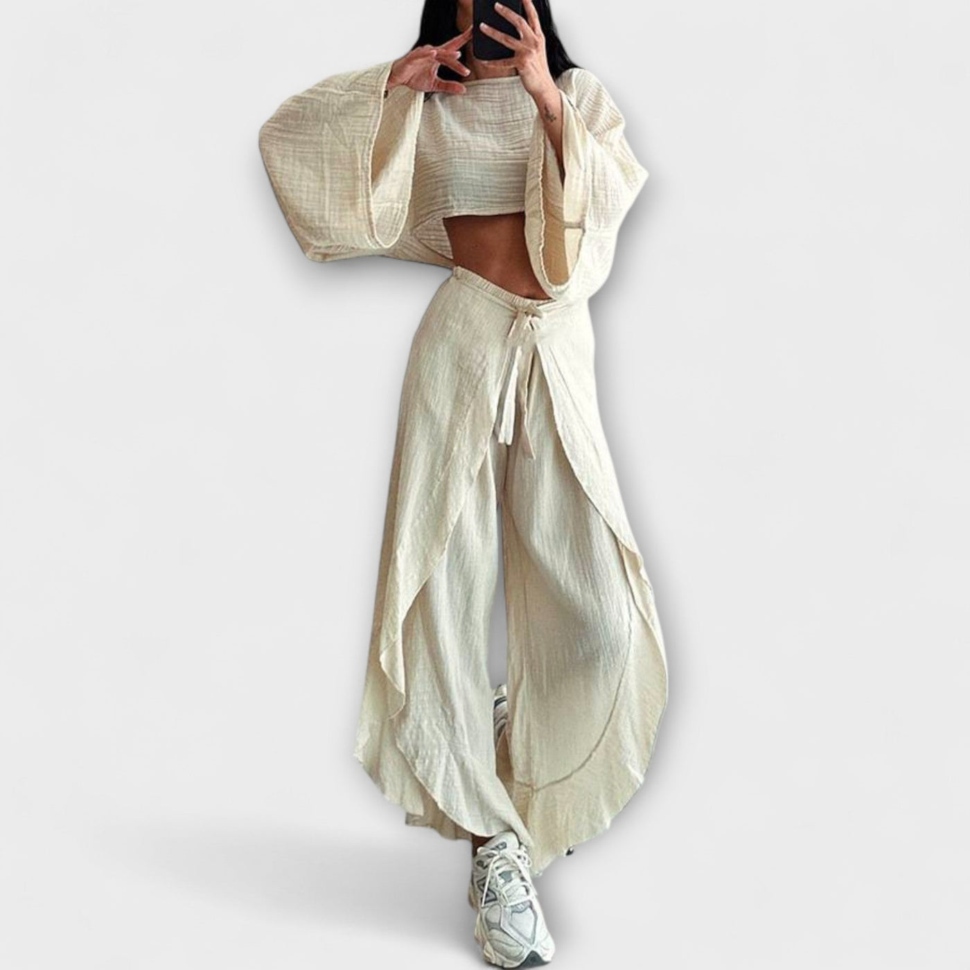 Joanna  ｜Dvojdielna súprava z bavlny a ľanu bez chvosta