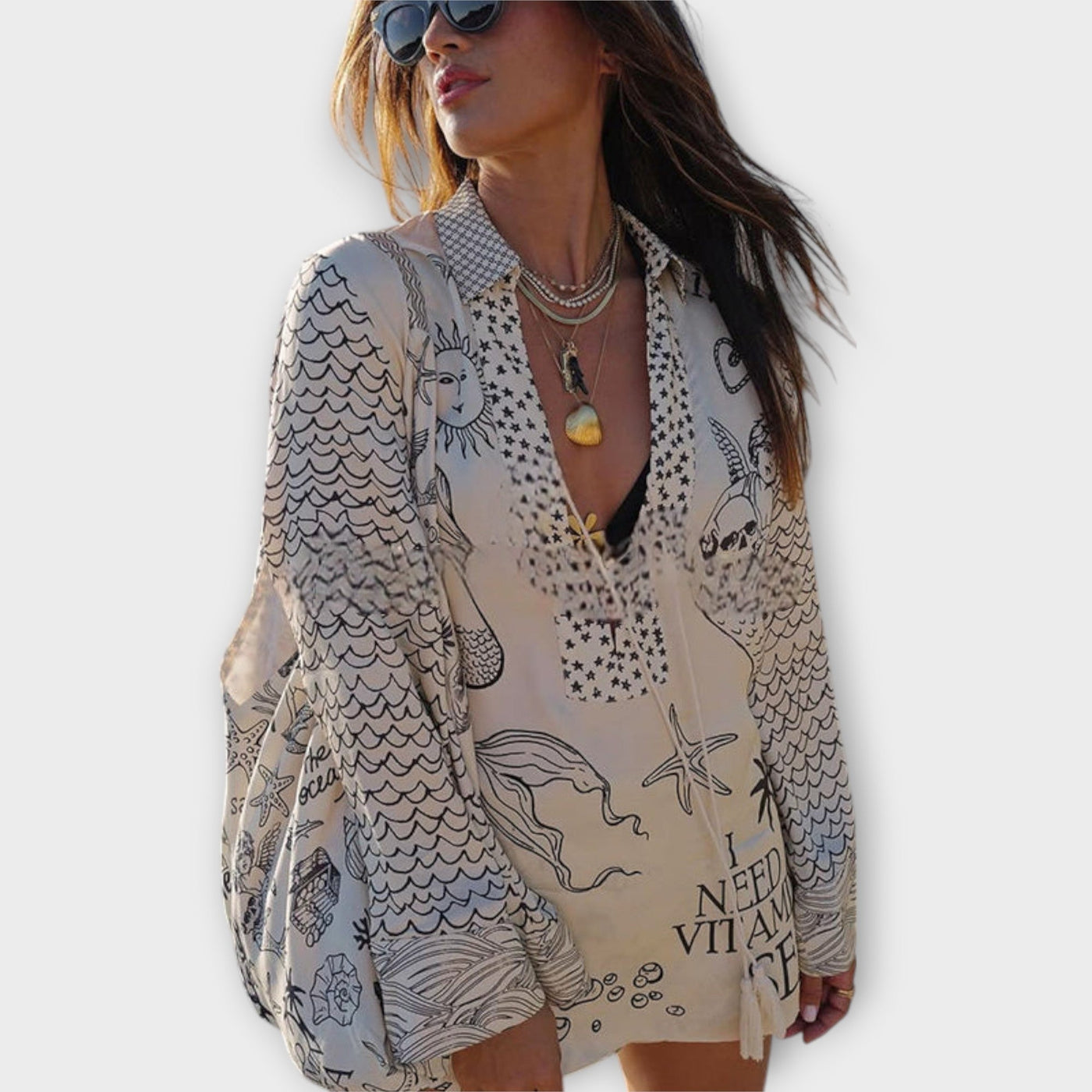 Liv  ｜Saténový set s kvapkami a šortkami