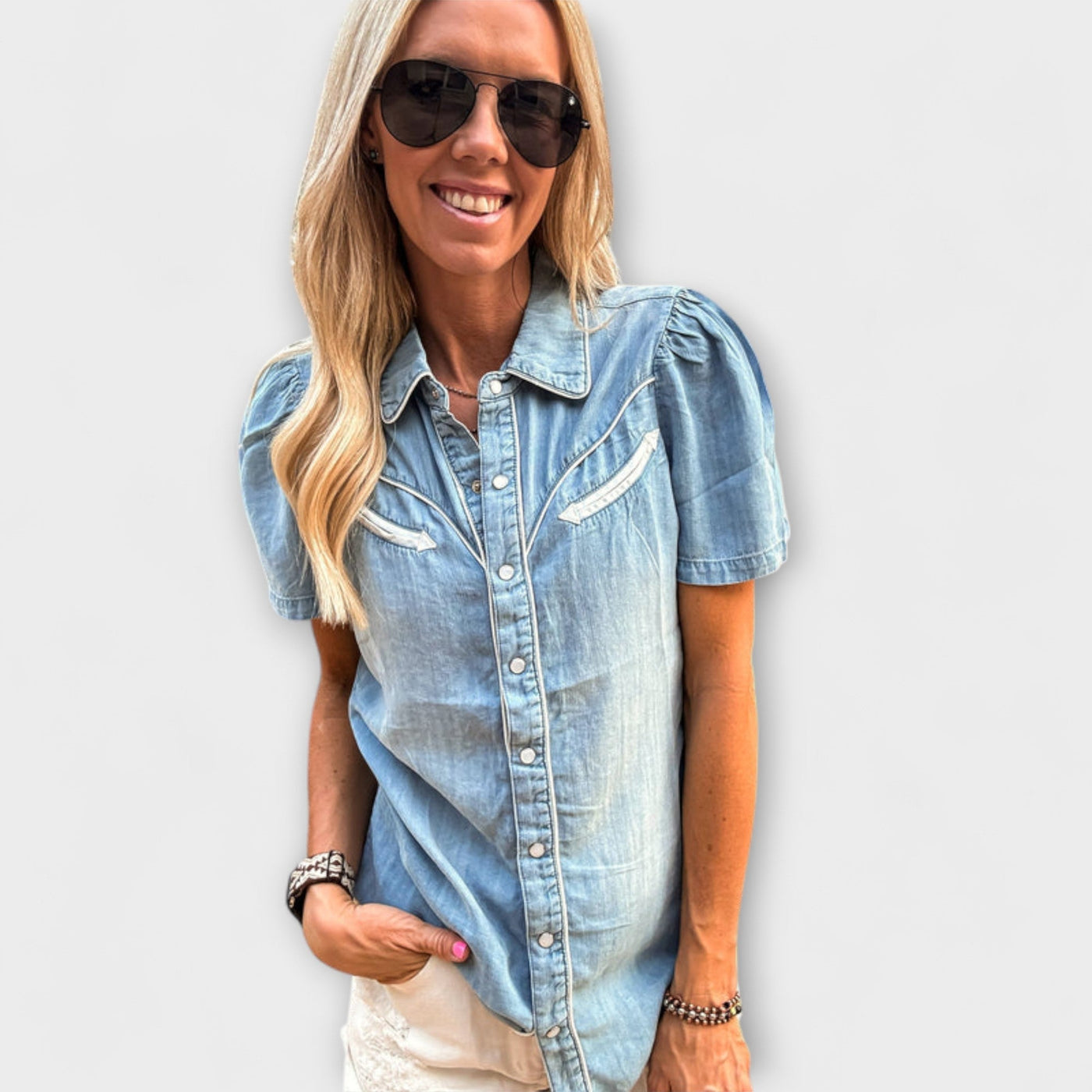 Jeseň ｜ Modré Booker Western Hemd s gombíkmi