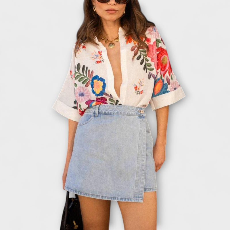 Ziva  ｜ Carla krátky rukáv s kvetinovým vzorom