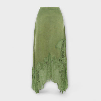 Kaia  ｜ Saténová blúzka s čipkovým lemom a plisovaným výstrihom v sade