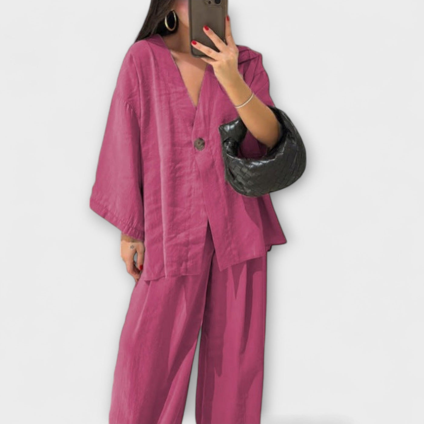 Jacqueline  ｜ Ležérny top s V-výstrihom a nohavicový set