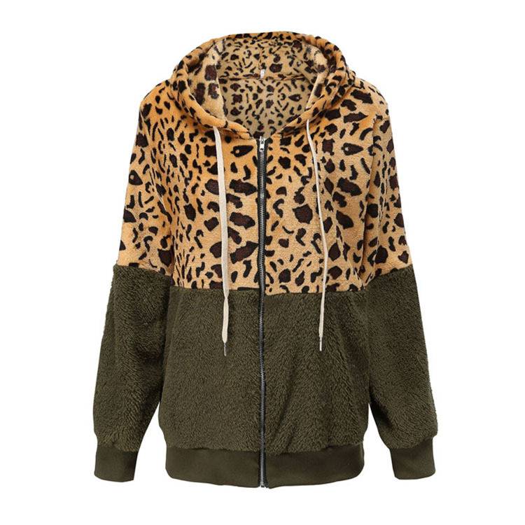 Lea ｜ Fleecekapuzenpullover s leopardím dizajnom