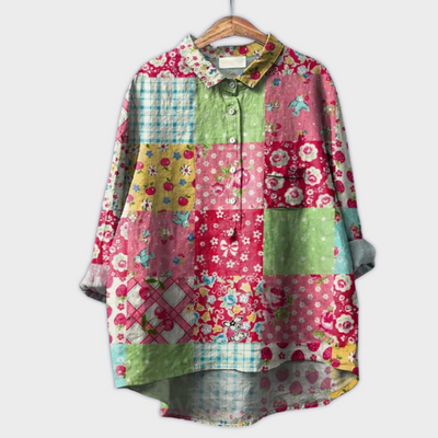 Magdalena  ｜ Ručne vyrobená dámska blúzka s kvetinovým dizajnom