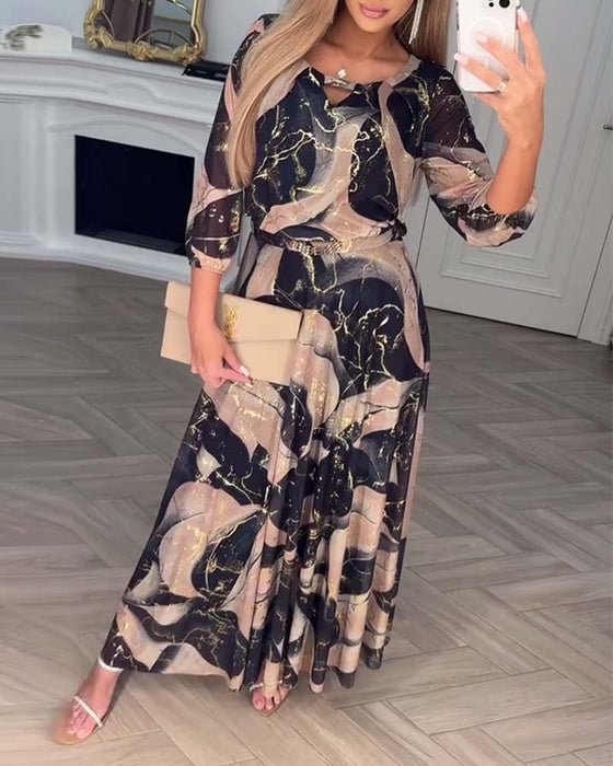 Ksenija | Vzdušné dlhé šaty so vzorom