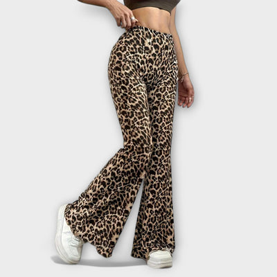 Alžbeta ｜Leopard Bootcut Nohavice