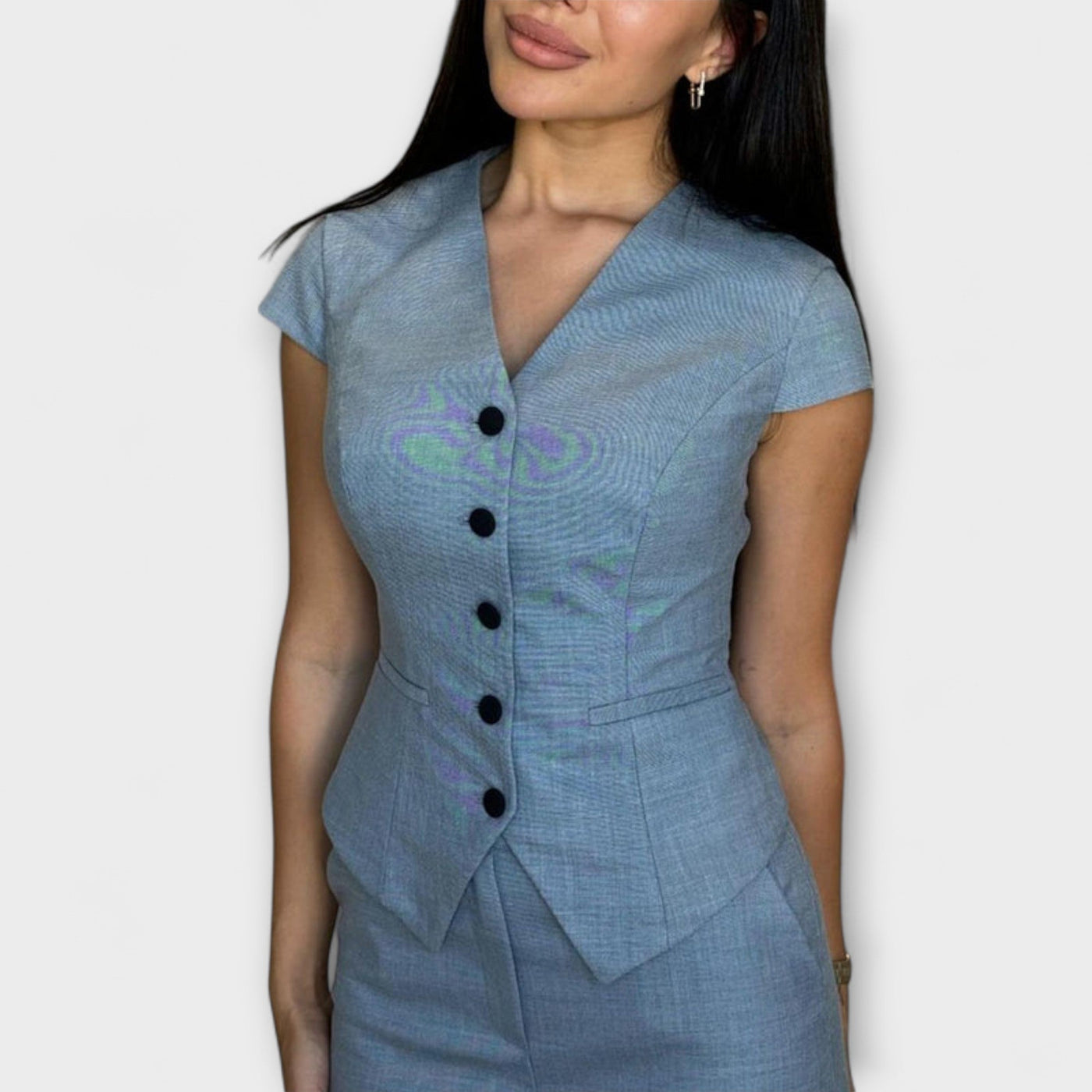 Ivy ｜ Štýlový top s V-výstrihom a súprava nohavíc