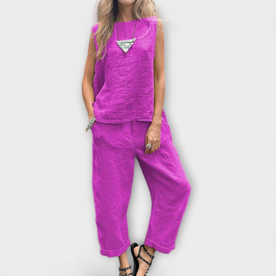 Jennifer  ｜Uvoľnený outfit z bavlny a ľanu