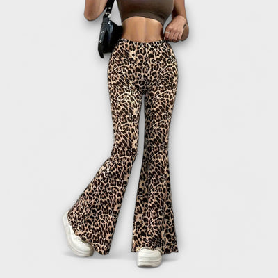 Alžbeta ｜Leopard Bootcut Nohavice