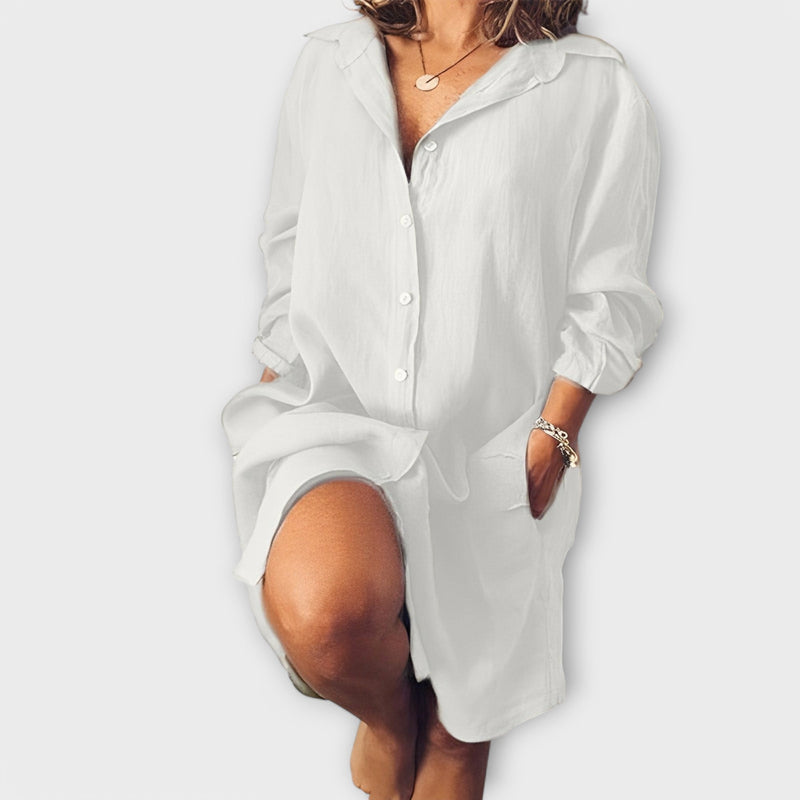 Krista ｜Pohodlná ľanová blúzka na bežné nosenie