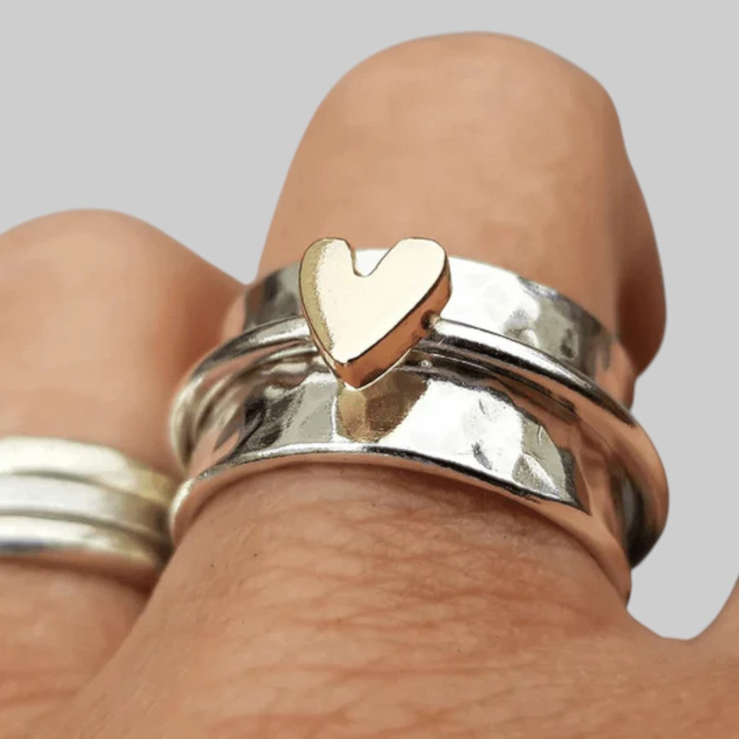 BEATA | PRSTEŇ ZLATÉ SRDCE A STRIEBRO