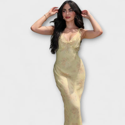 Evka  ｜Kryptografický kvetinový vzor maxi šaty