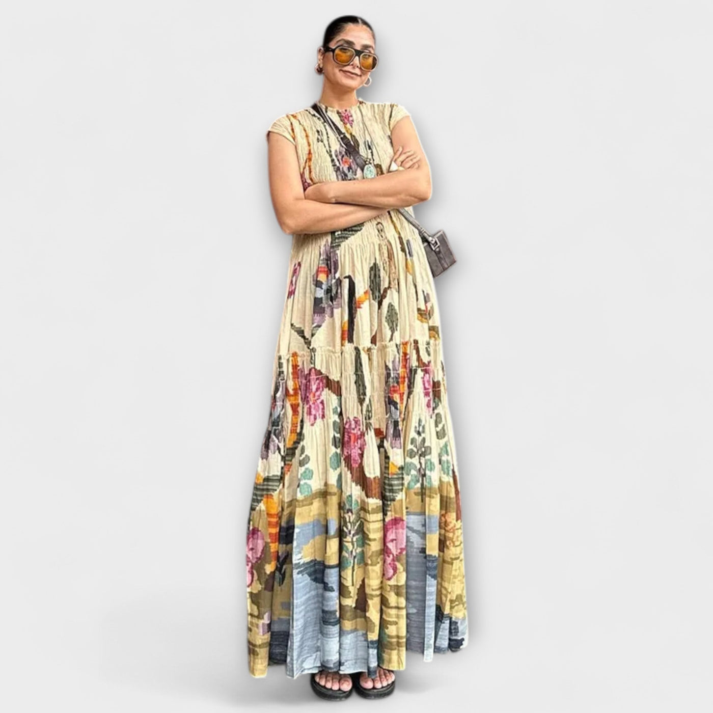 Evka  ｜Elegantné plisované šaty s dlhým rukávom