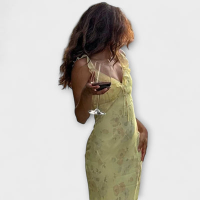 Evka  ｜Kryptografický kvetinový vzor maxi šaty