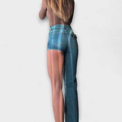 Astra ｜ Trendové asymetrické denimové šortky s jedným ramienkom