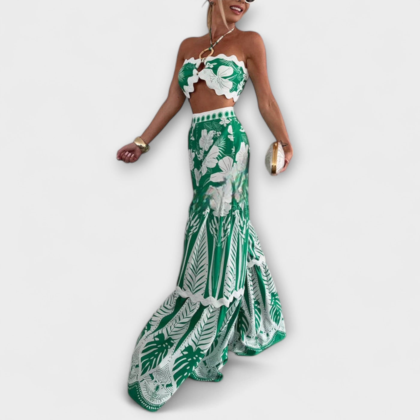 Zella  ｜Cassie Ric Rac Trim Halter Ring Set