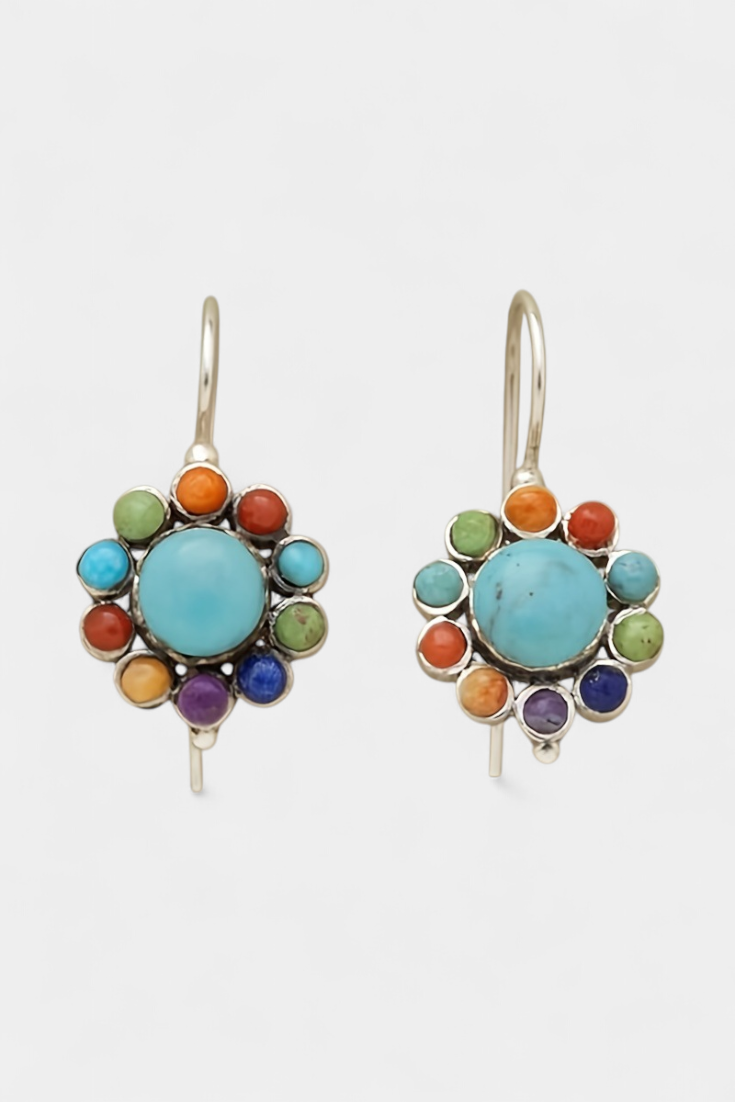 FAREBNE OKRÚHLE NÁUŠNICE S TYRKYSOM