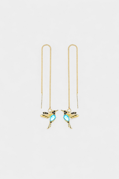 NÁUŠNICE S MOTÍVOM PTÁČIKA A MIXOVANÝCH ZIRKÓNOV