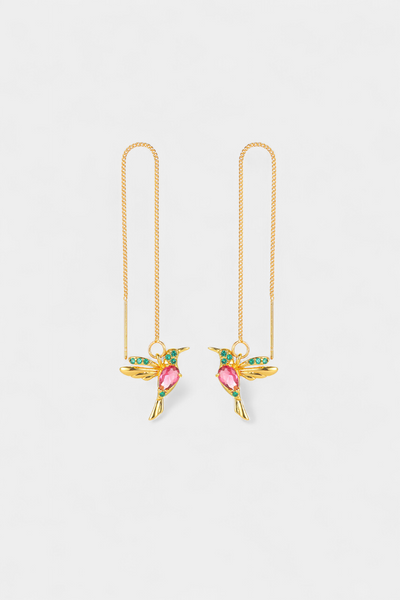 NÁUŠNICE S MOTÍVOM PTÁČIKA A MIXOVANÝCH ZIRKÓNOV