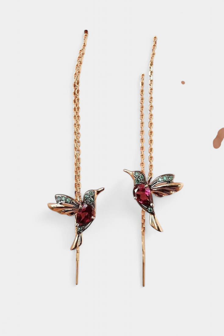 NÁUŠNICE S MOTÍVOM PTÁČIKA A MIXOVANÝCH ZIRKÓNOV