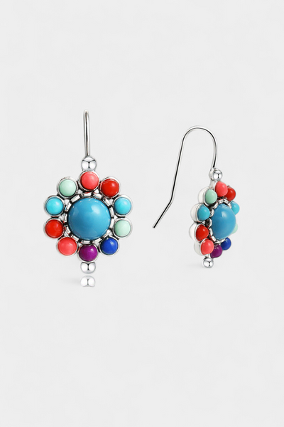 FAREBNE OKRÚHLE NÁUŠNICE S TYRKYSOM