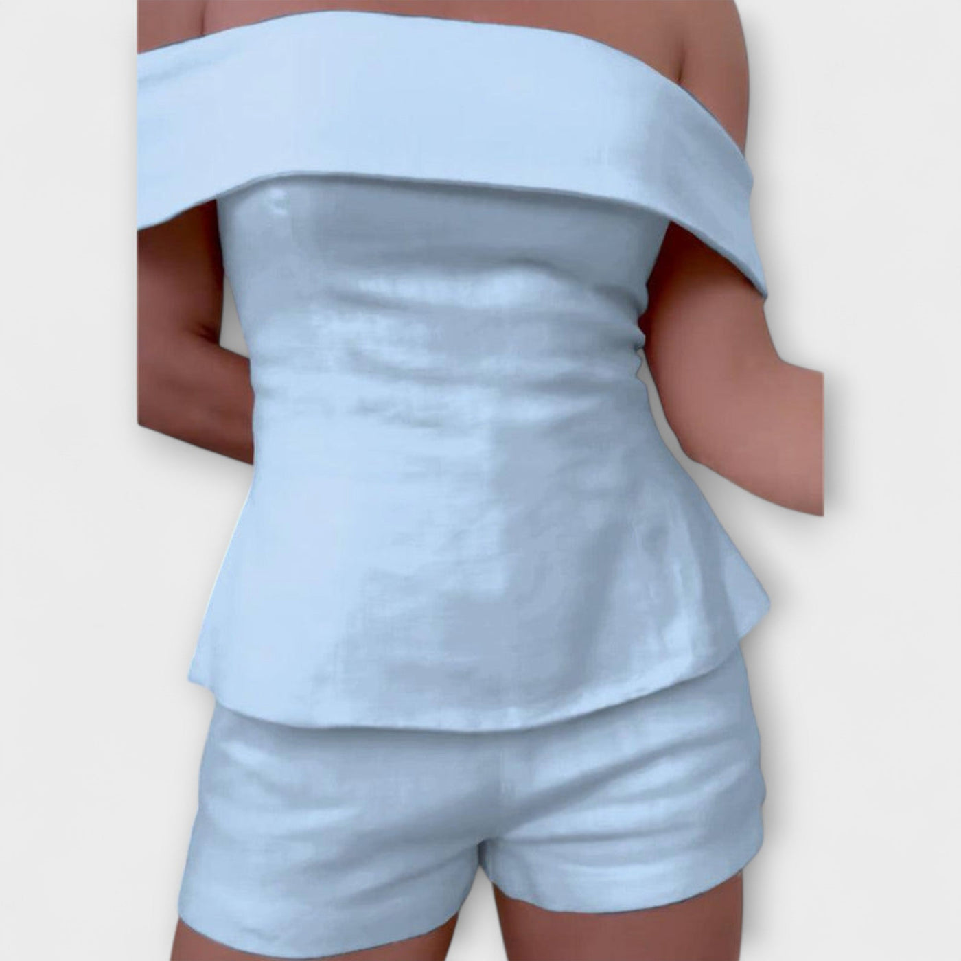 Olivia  ｜Biely bavlneno-ľanový dvojdielny set